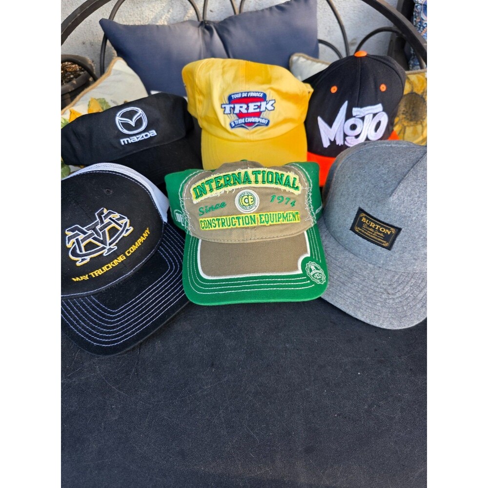 6 Vintage Trucker Hat Cap lot Burton Tour de France Construction(new) May trucki